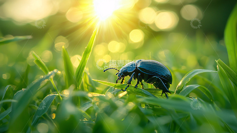 高清大图下载【趣麦麦图】阳光下的黑色甲虫