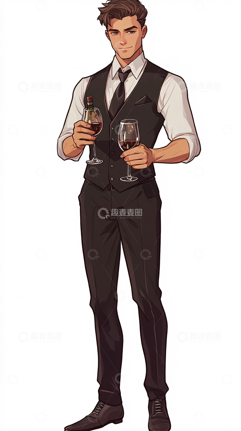 高清大图下载【趣麦麦图】帅气男士持酒杯