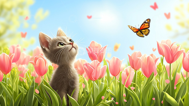 小猫看蝴蝶