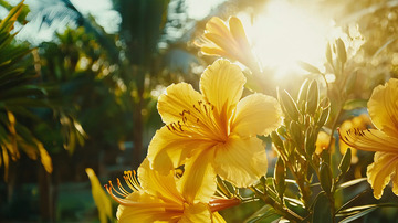阳光下盛开的黄色花朵
