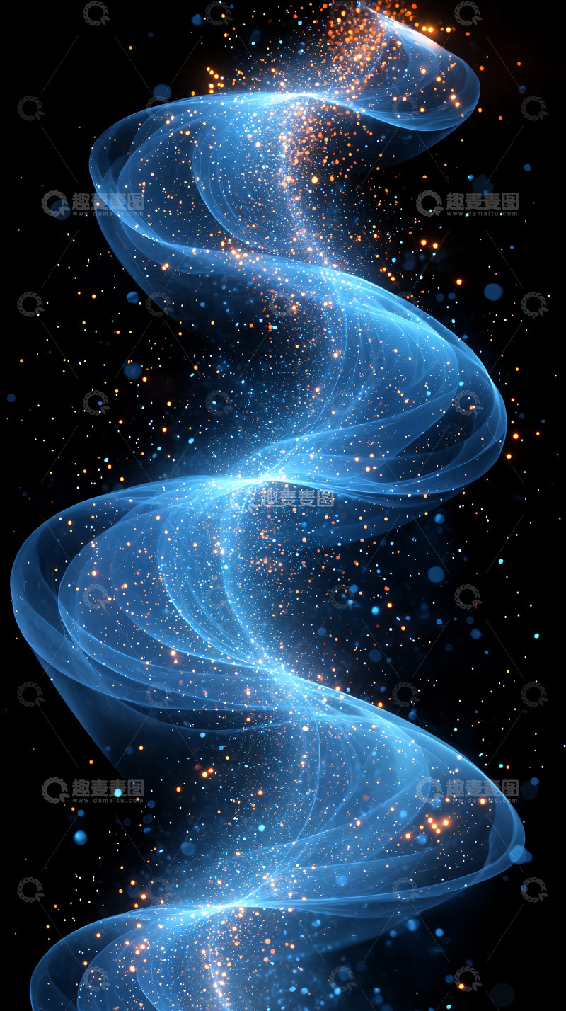 高清大图下载【趣麦麦图】蓝色光线扭曲缠绕的星尘