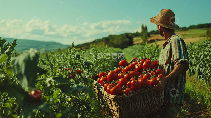 高清大图下载【趣麦麦图】农民采摘番茄