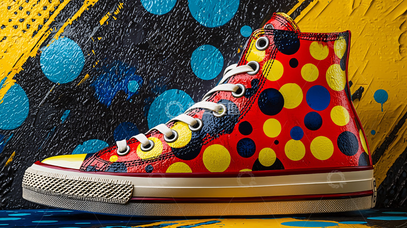 高清大图下载【趣麦麦图】彩色波点匡威高帮鞋