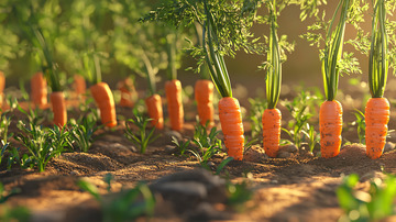 阳光下茁壮成长的胡萝卜