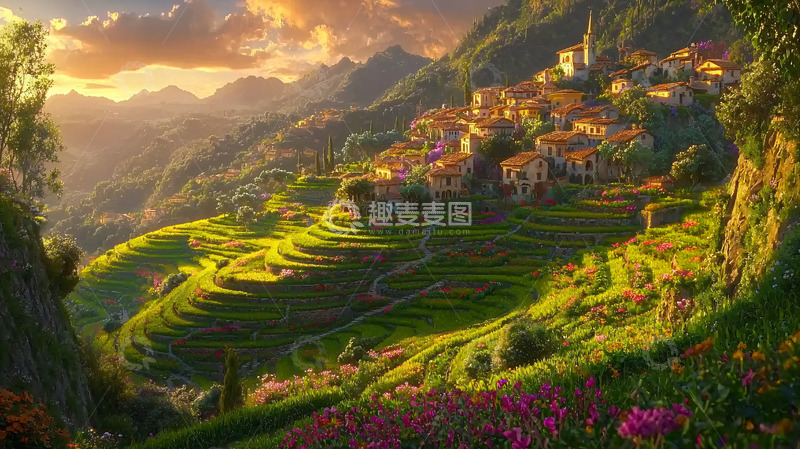 高清大图下载【趣麦麦图】山间小镇