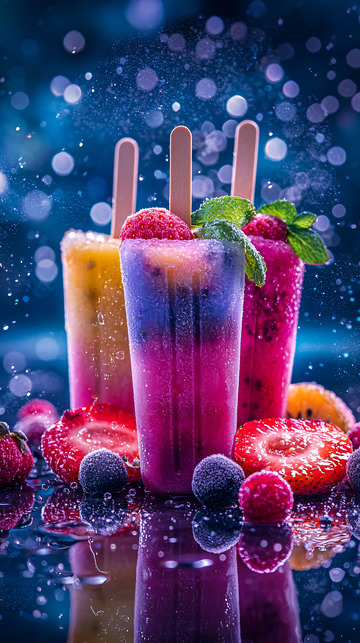 色彩鲜艳的水果冰棒