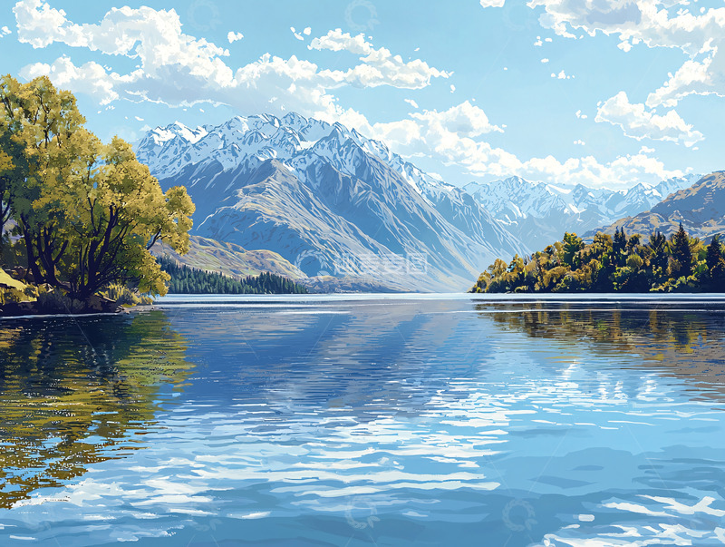 高清大图下载【趣麦麦图】雪山湖泊风景