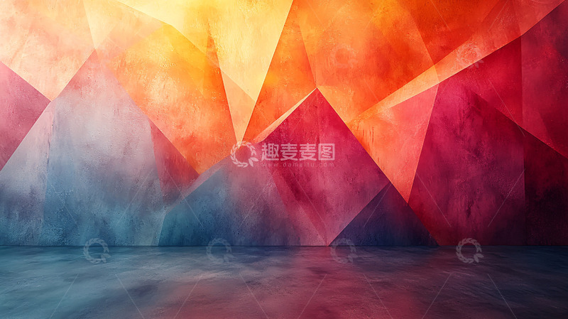 高清大图下载【趣麦麦图】抽象几何彩色墙壁