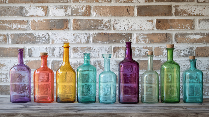 高清大图下载【趣麦麦图】彩色玻璃瓶