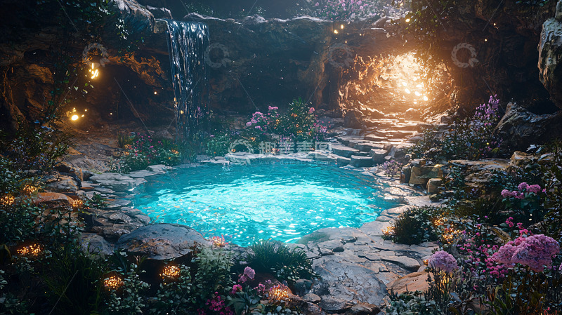 高清大图下载【趣麦麦图】梦幻洞穴温泉