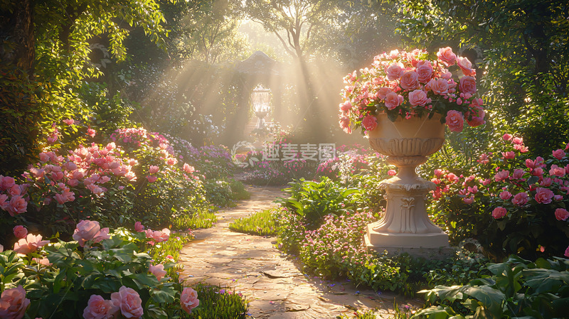 高清大图下载【趣麦麦图】阳光下的玫瑰花园