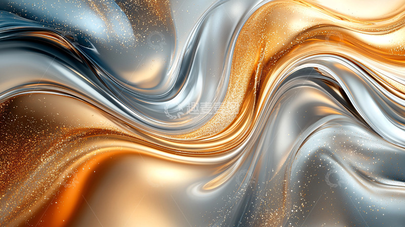 高清大图下载【趣麦麦图】金色银色流体纹理