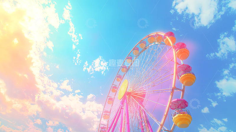 高清大图下载【趣麦麦图】梦幻摩天轮蓝天白云