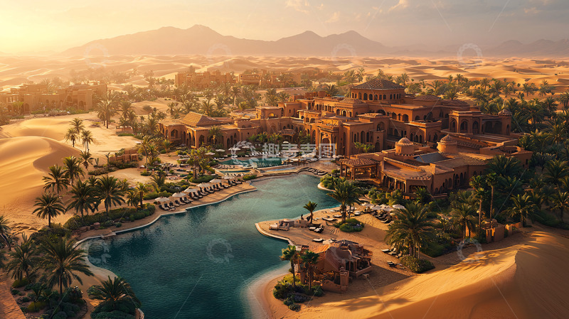 高清大图下载【趣麦麦图】沙漠绿洲度假村