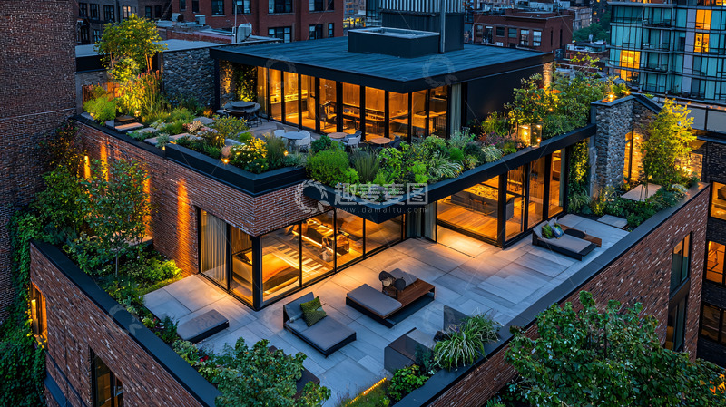 高清大图下载【趣麦麦图】城市屋顶花园景观