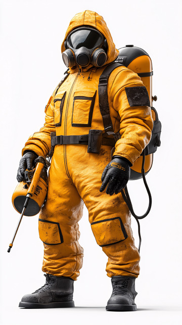 穿着黄色防护服的人