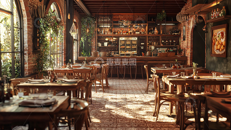 高清大图下载【趣麦麦图】复古餐厅室内场景