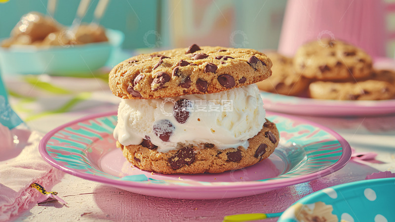 高清大图下载【趣麦麦图】曲奇冰淇淋三明治
