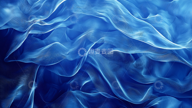 高清大图下载【趣麦麦图】蓝色丝绸褶皱质感