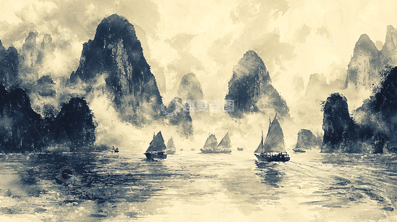 高清大图下载【趣麦麦图】水墨山水画39