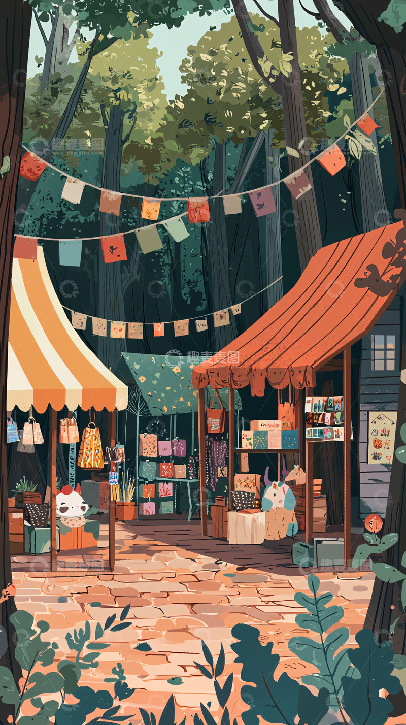 高清大图下载【趣麦麦图】森林集市