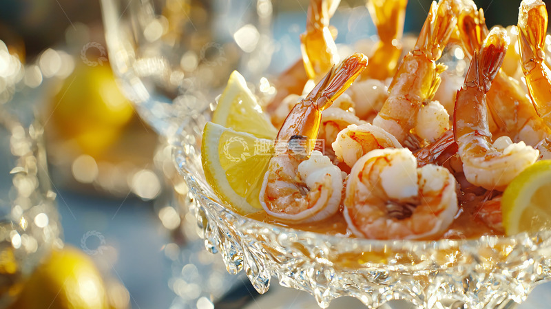 高清大图下载【趣麦麦图】水晶碗中鲜虾柠檬