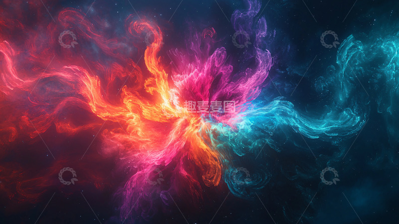 高清大图下载【趣麦麦图】炫彩流体烟雾背景