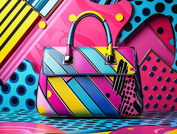 彩色条纹手提包