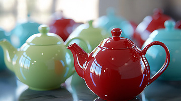 彩色茶壶特写