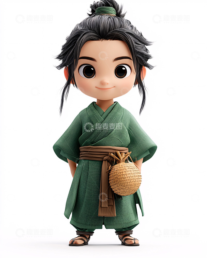 高清大图下载【趣麦麦图】水墨动画古风小男孩