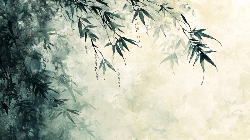 高清大图下载【趣麦麦图】水墨竹叶