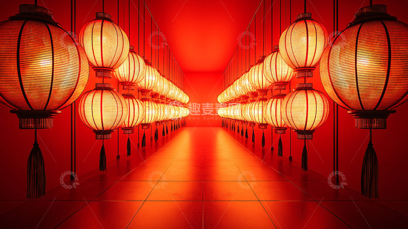 高清大图下载【趣麦麦图】红灯笼长廊