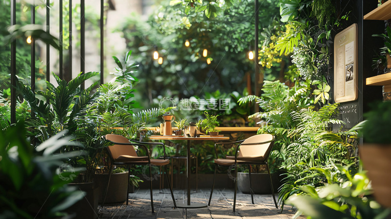 高清大图下载【趣麦麦图】室内绿植花园餐厅
