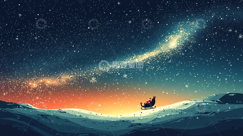 高清大图下载【趣麦麦图】星空下的雪橇