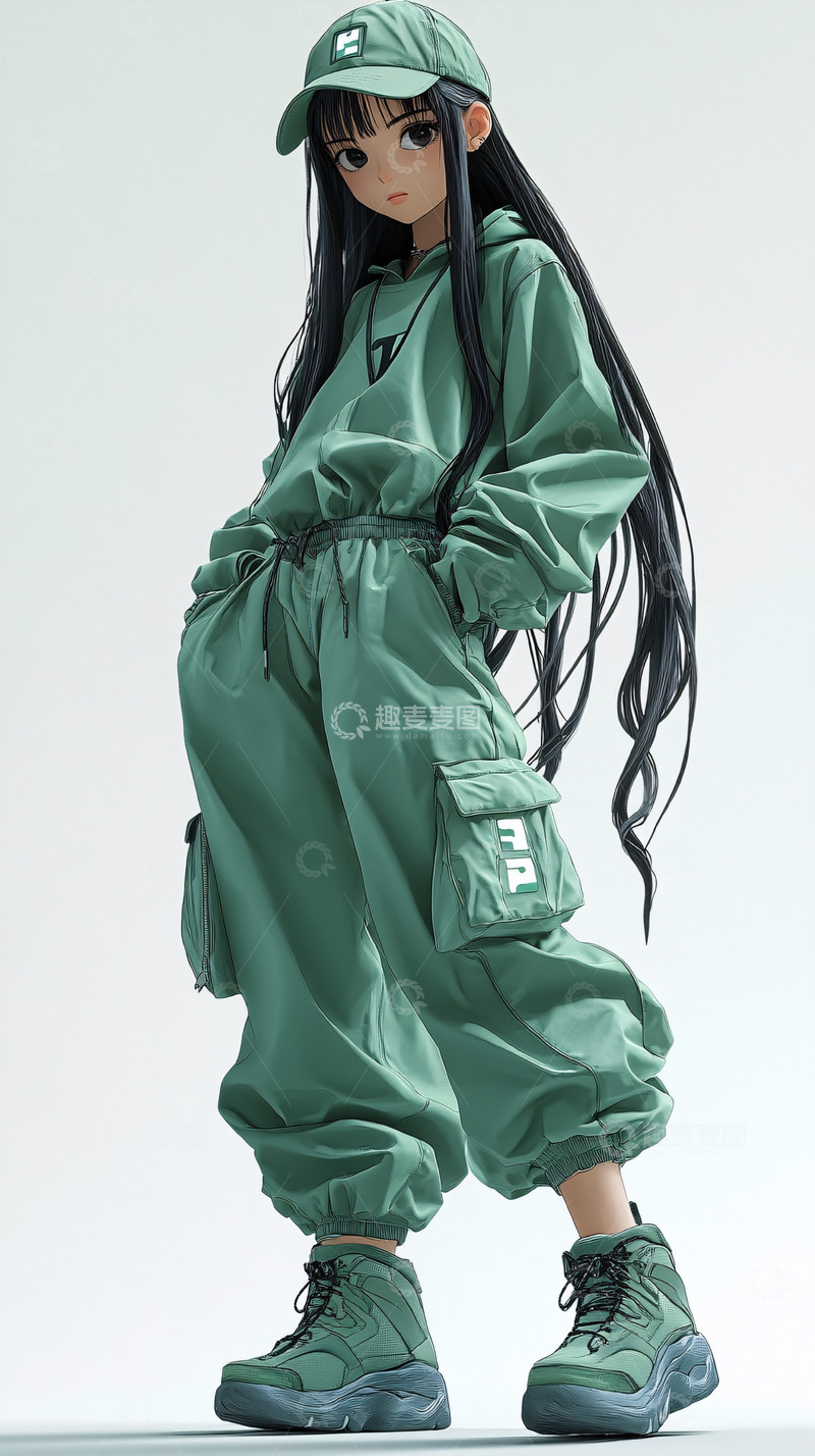 高清大图下载【趣麦麦图】绿色系穿搭