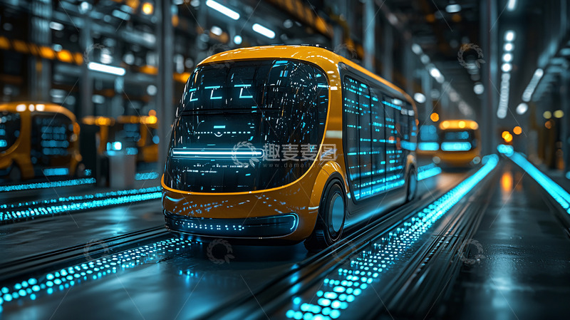 高清大图下载【趣麦麦图】未来科技感无人驾驶公交车