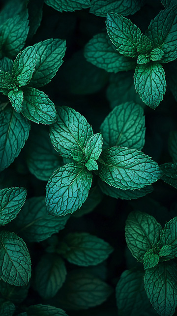 深绿色薄荷叶背景图