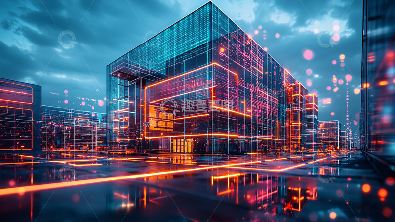 高清大图下载【趣麦麦图】科技感十足的建筑夜景