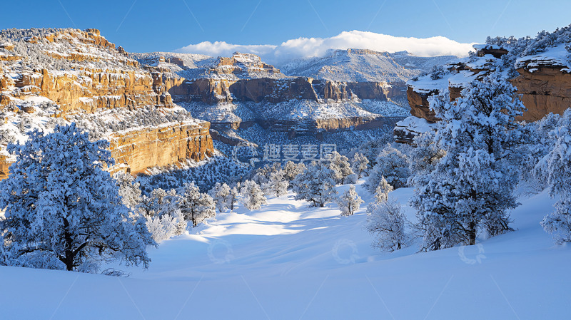 高清大图下载【趣麦麦图】冬季雪景峡谷风光