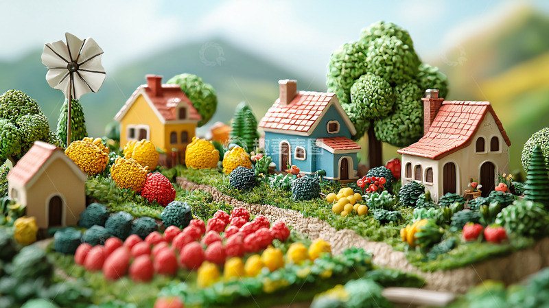 高清大图下载【趣麦麦图】田园风光微缩景观