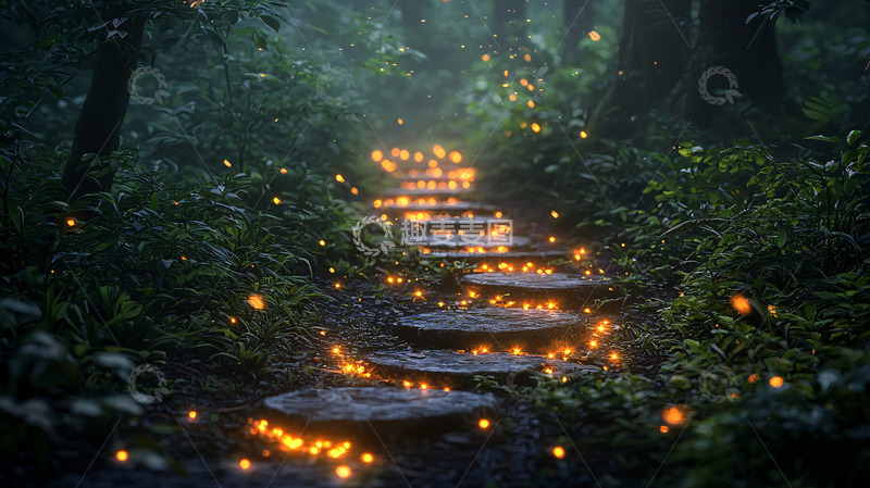 高清大图下载【趣麦麦图】萤火虫小路