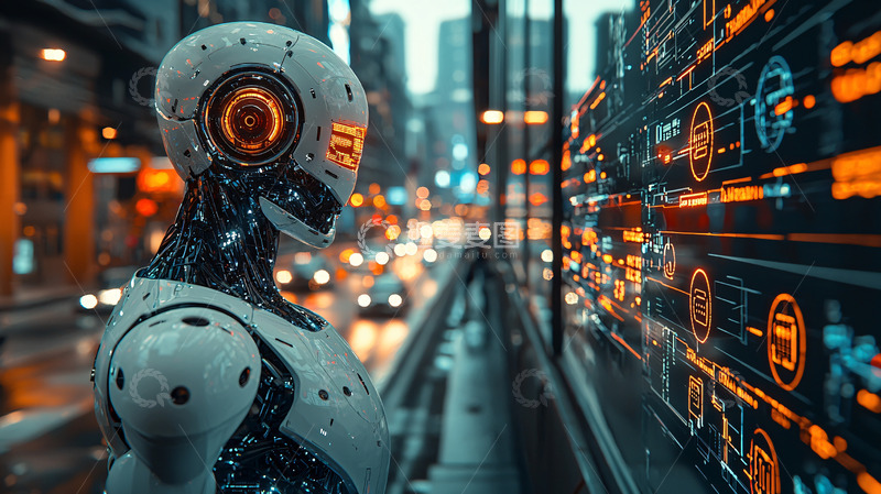 高清大图下载【趣麦麦图】未来科技城市中的机器人