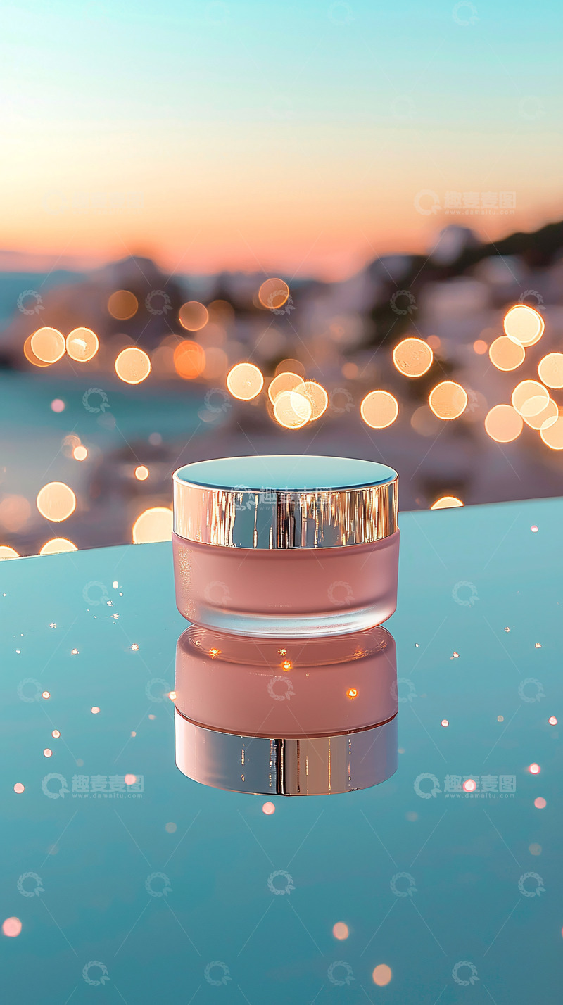 高清大图下载【趣麦麦图】粉色面霜在倒影上