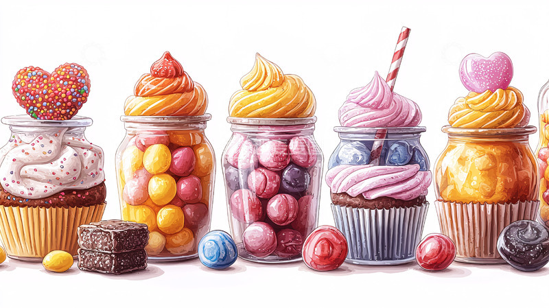 高清大图下载【趣麦麦图】彩色糖果杯子蛋糕