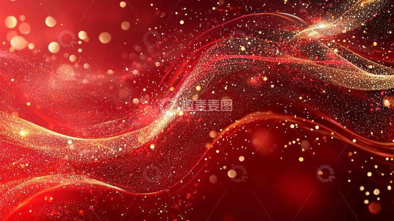 高清大图下载【趣麦麦图】红色金光波浪背景