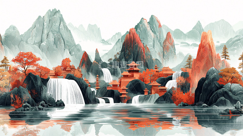 高清大图下载【趣麦麦图】水墨山水画44