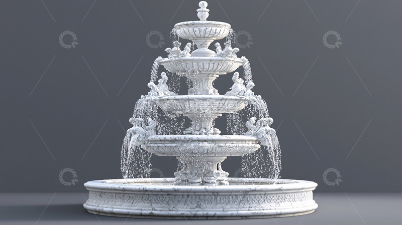 高清大图下载【趣麦麦图】三层欧式风格喷泉