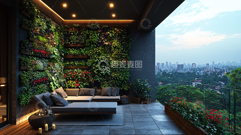 高清大图下载【趣麦麦图】高端公寓阳台绿植景观