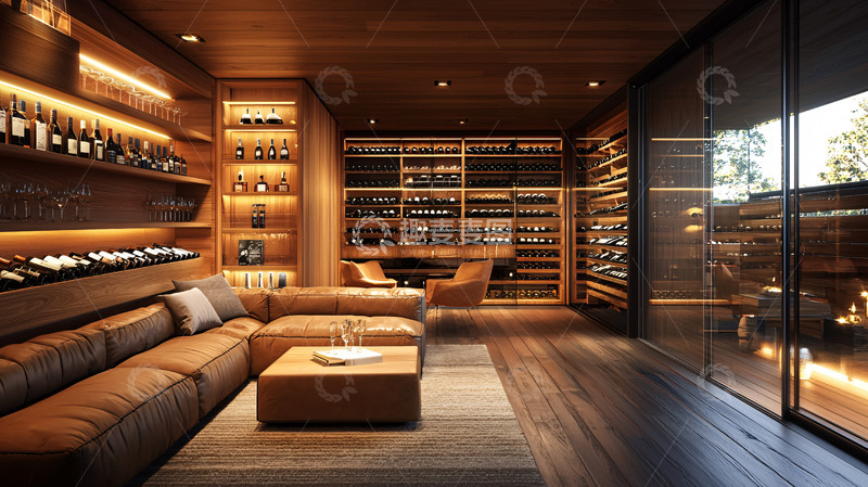 高清大图下载【趣麦麦图】豪华家庭酒窖休息室