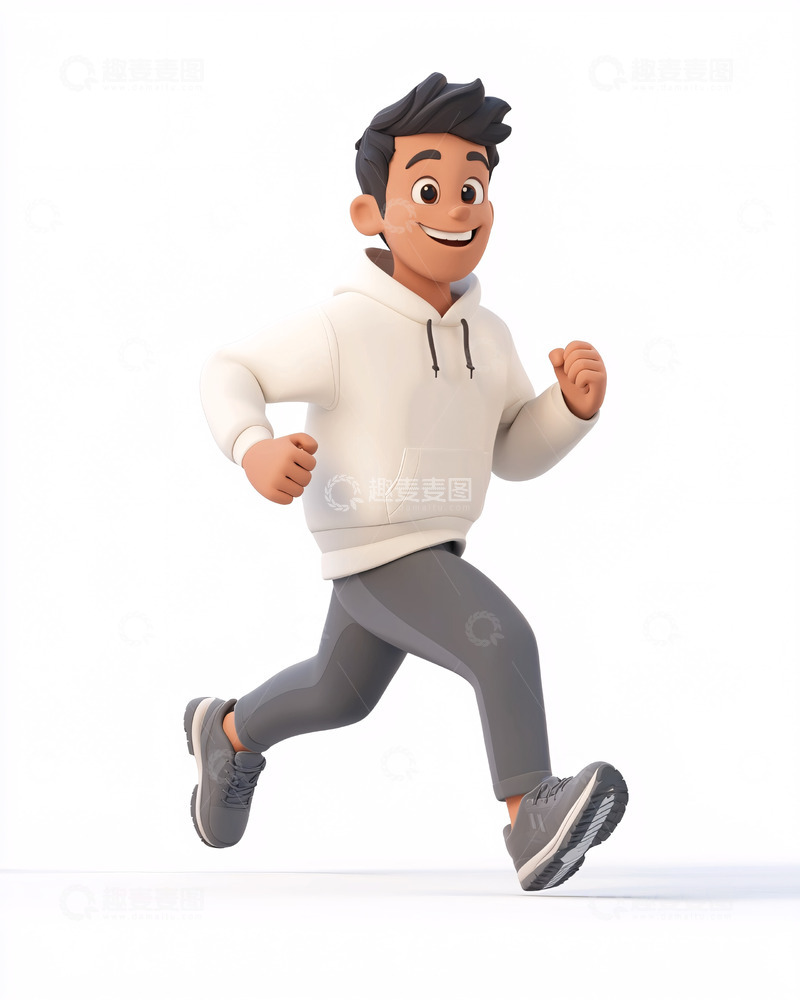 高清大图下载【趣麦麦图】卡通男孩跑步